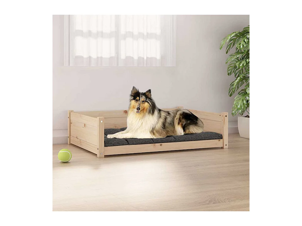 Cama para perros madera maciza de pino 95,5x65,5x28 cm