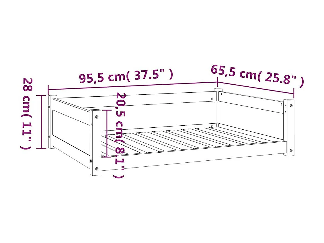 Lit pour chien 95,5x65,5x28 cm Bois de pin solide