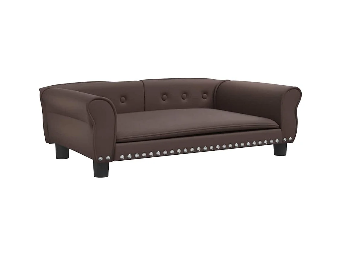 Cama para perros de cuero sintético marrón 95x55x30 cm