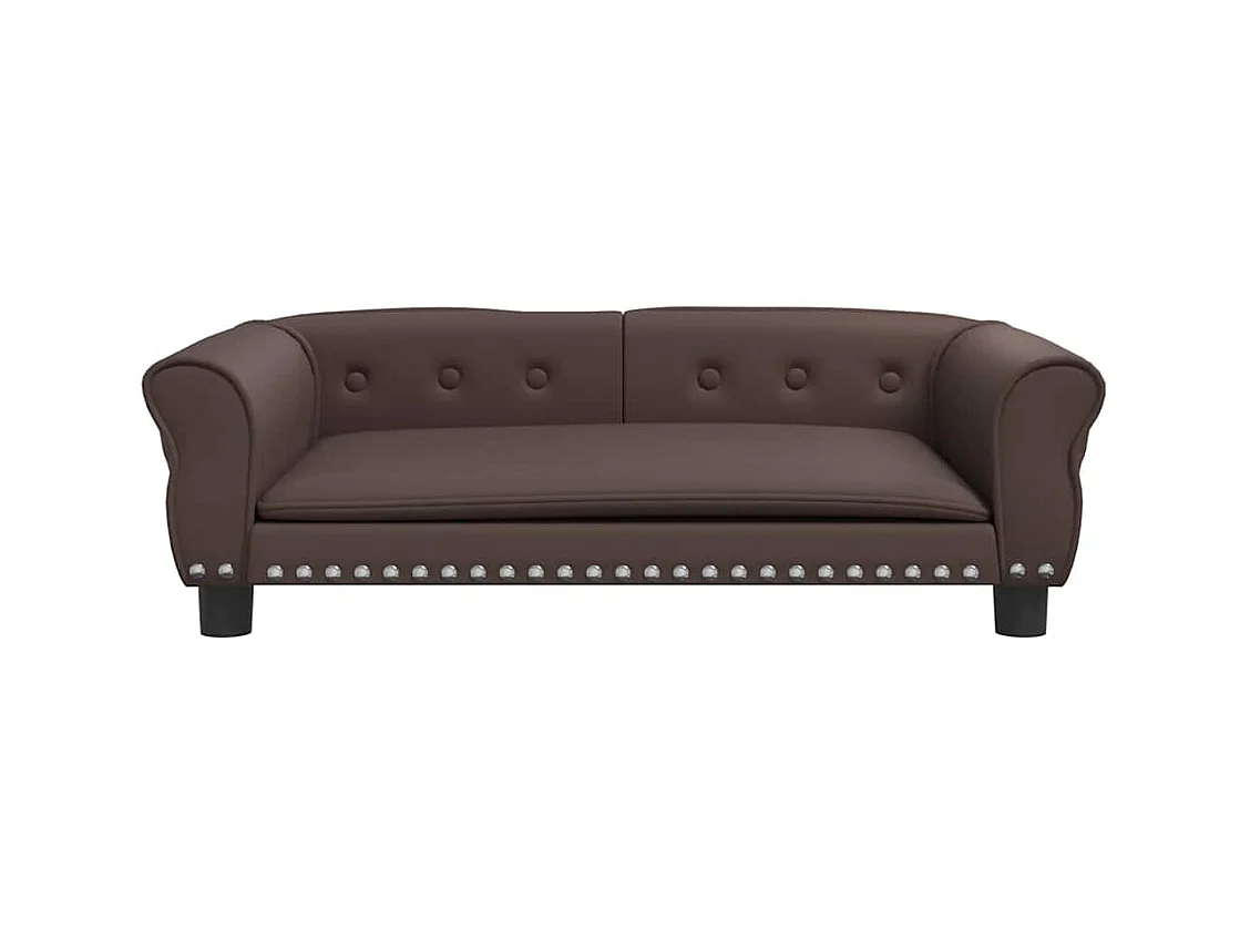 Cama para perros de cuero sintético marrón 95x55x30 cm