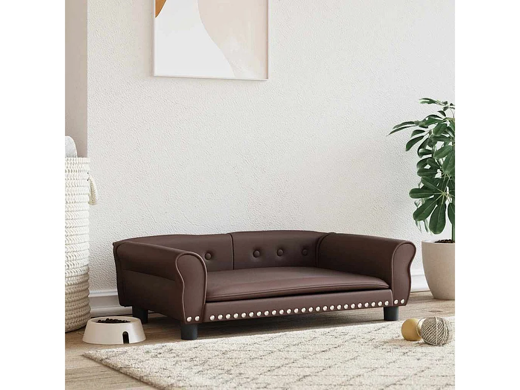 Lit pour chien marron 95x55x30 cm similicuir