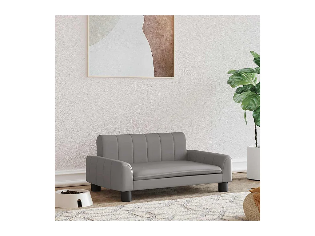 Cama para cães 70x45x30 cm couro artificial cinzento