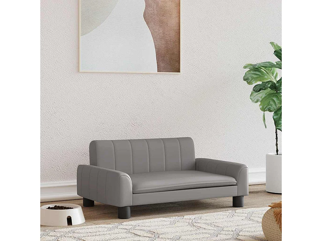 Lit pour chien gris 70x45x30 cm similicuir