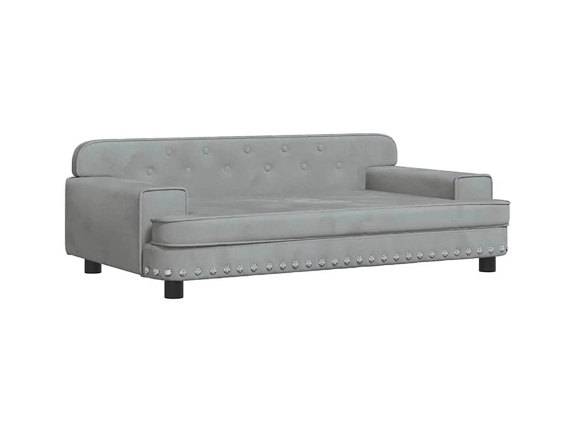 Cama para perros de terciopelo gris claro 90x53x30 cm