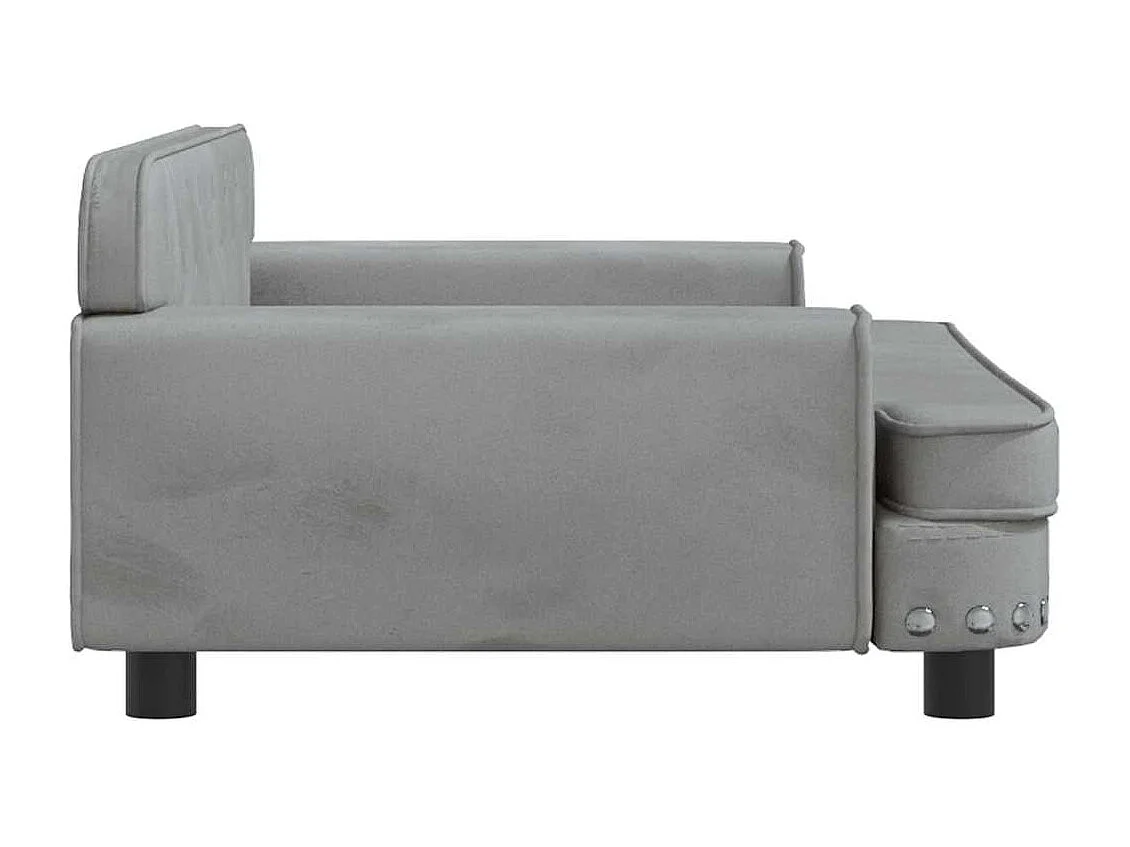 Lit pour chien gris clair 90x53x30 cm velours