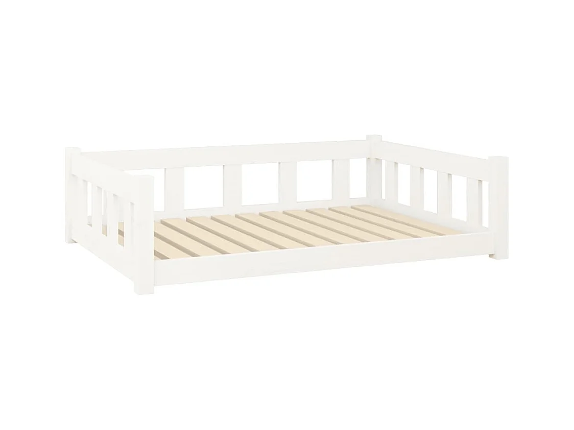 Cama para perros madera maciza de pino blanco 105,5x75,5x28 cm