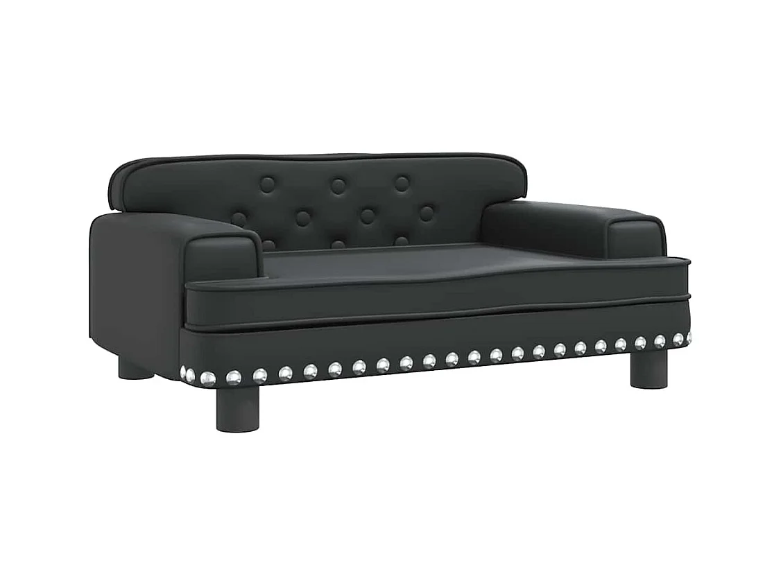 Cama para perros de cuero sintético negra 70x45x30 cm
