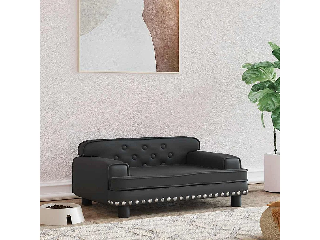 Lit pour chien noir 70x45x30 cm similicuir