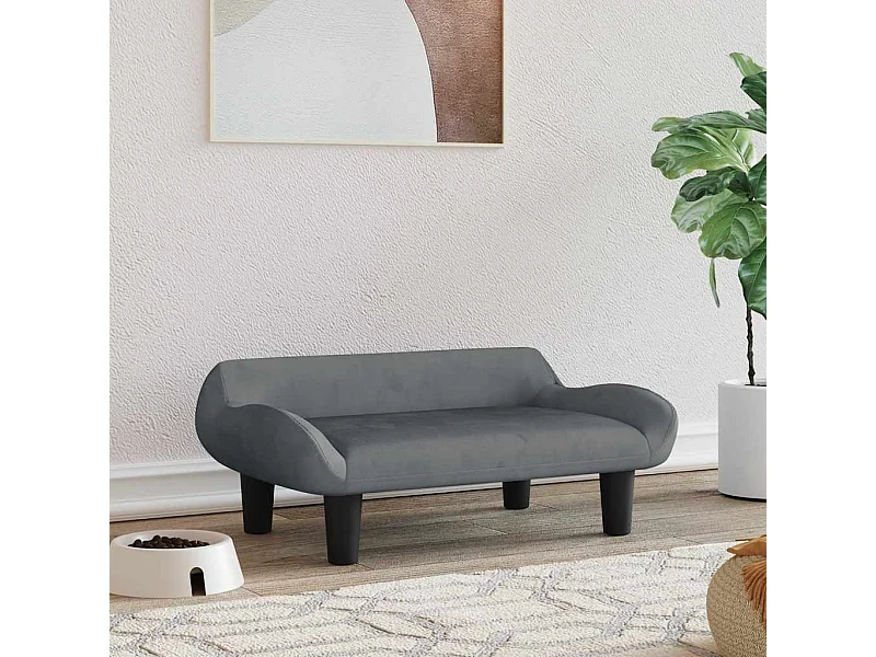 Cama para perros de terciopelo gris oscuro 70x40x24 cm