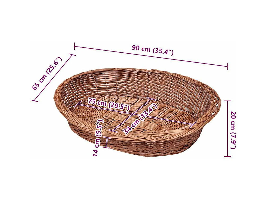 Cesta para perros/cama para mascotas sauce natural 90 cm