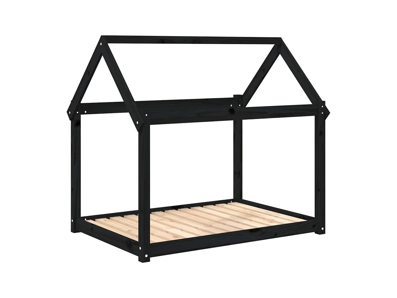 Cama para perros madera maciza de pino negro 111x80x100 cm