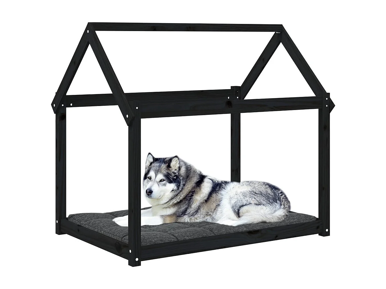 Lit pour chien Noir 111x80x100 cm Bois de pin solide