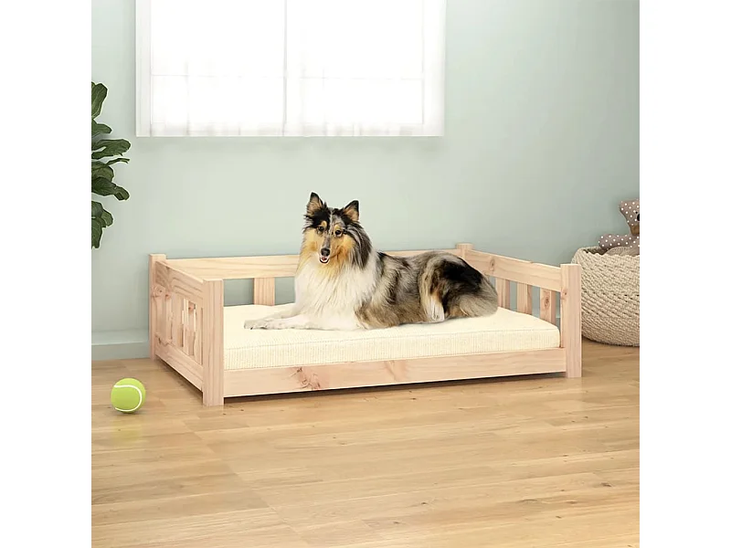 Cama para perros madera maciza de pino 95,5x65,5x28 cm