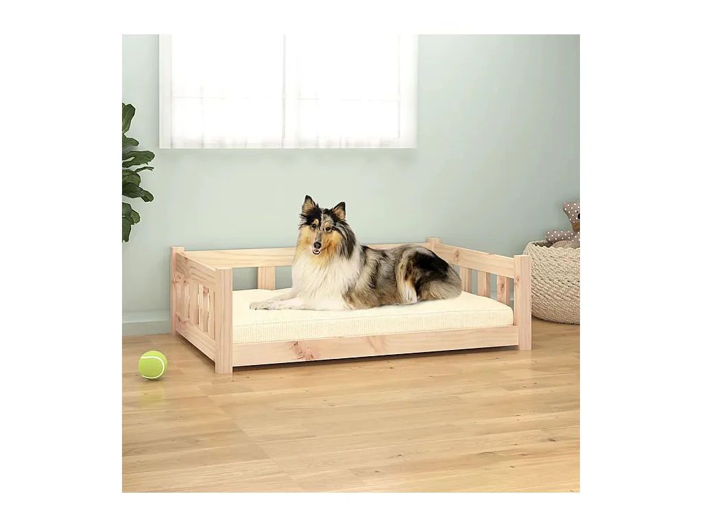 Cama para perros madera maciza de pino 95,5x65,5x28 cm
