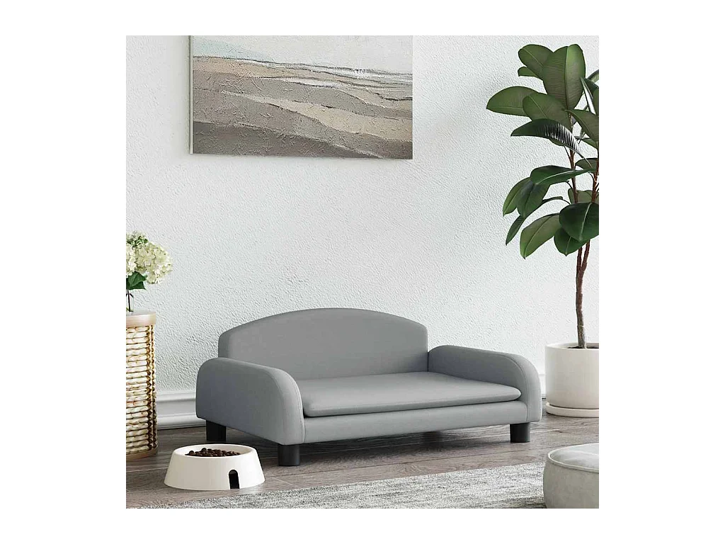 Cama para cães 70x45x30 cm tecido cinzento-claro