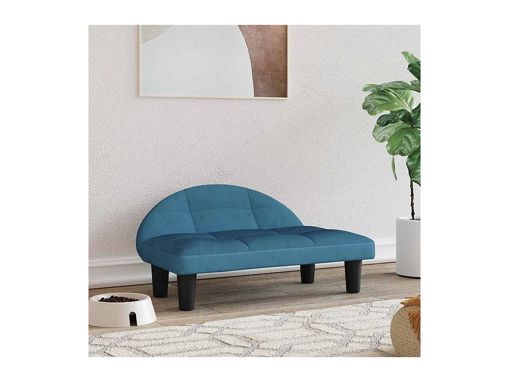 Cama para perros de terciopelo azul 70x52x30 cm