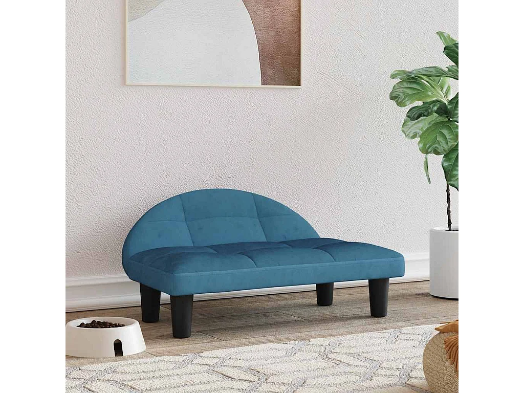 Lit pour chien bleu 70x52x30 cm velours