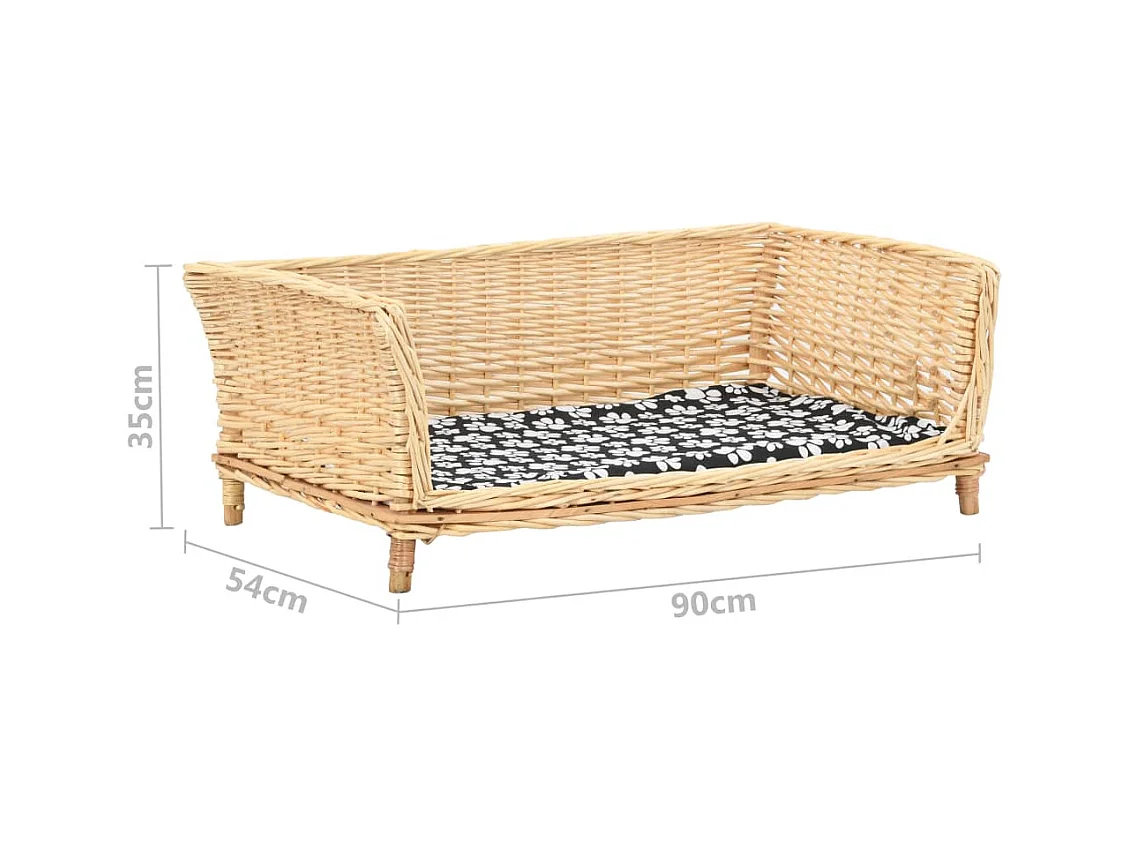 Panier pour chiens avec coussin 90x54x35 cm Saule naturel