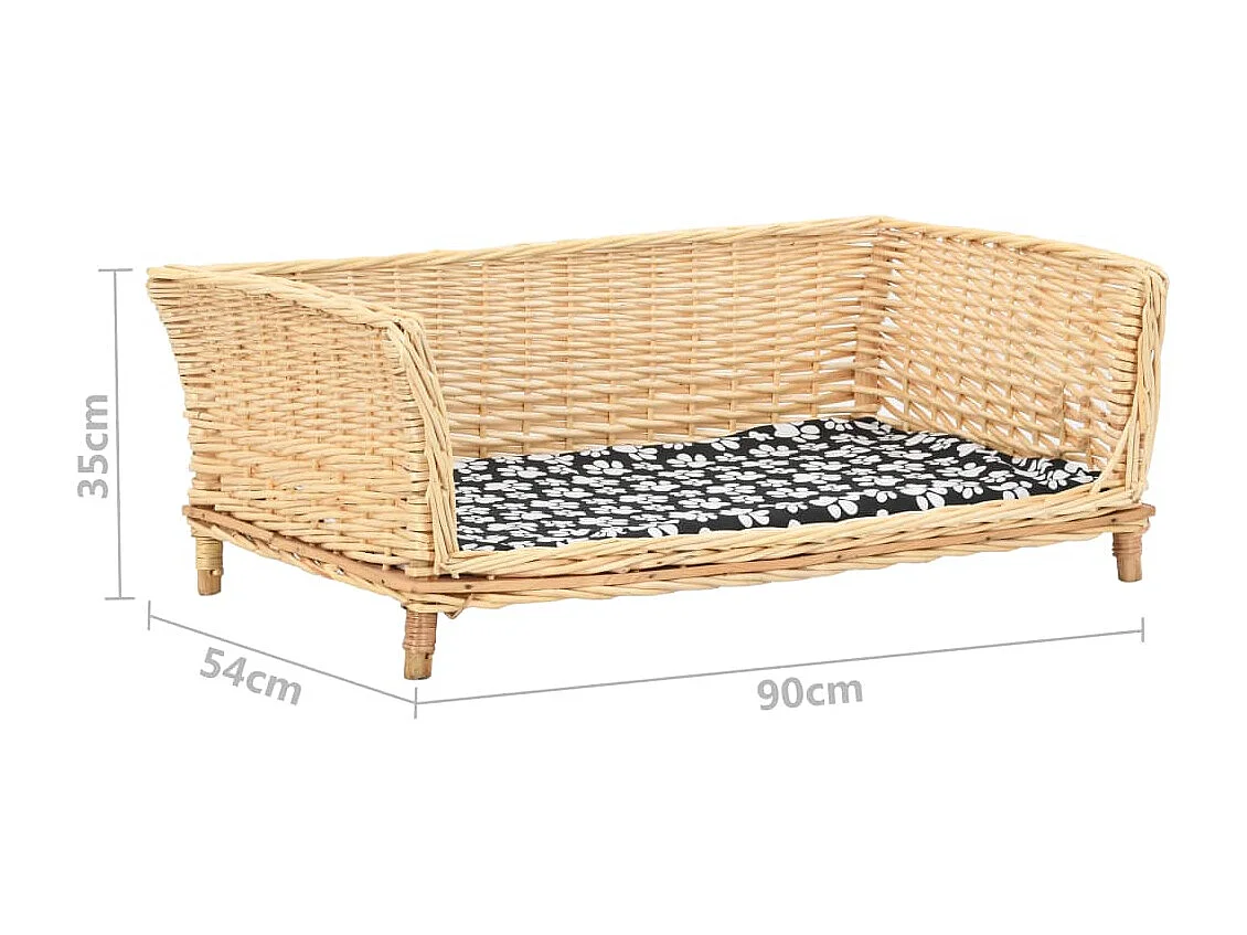 Panier pour chiens avec coussin 90x54x35 cm Saule naturel