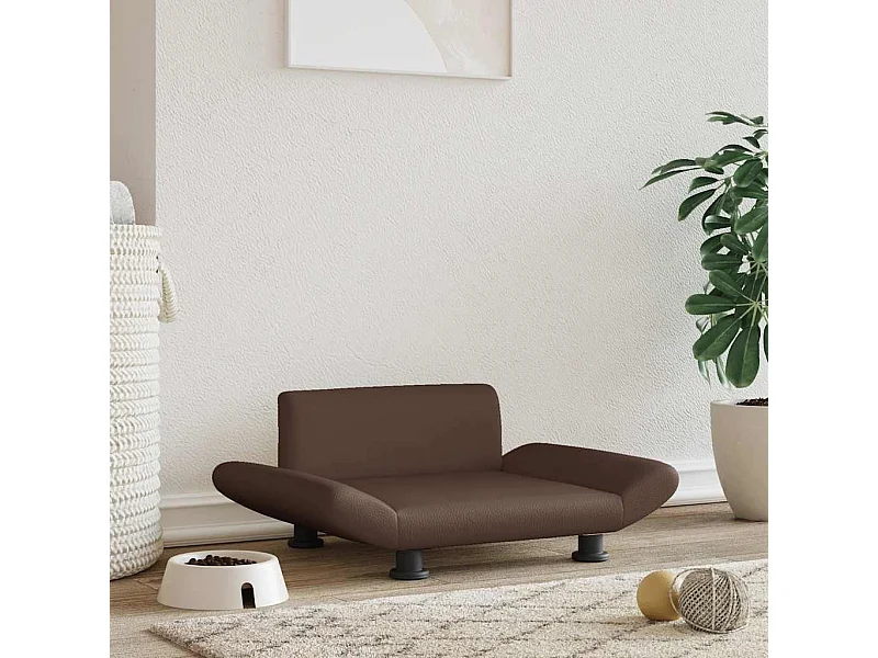 Cama para cães 70x45x28 cm couro artificial castanho