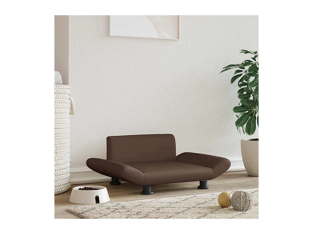 Cama para cães 70x45x28 cm couro artificial castanho