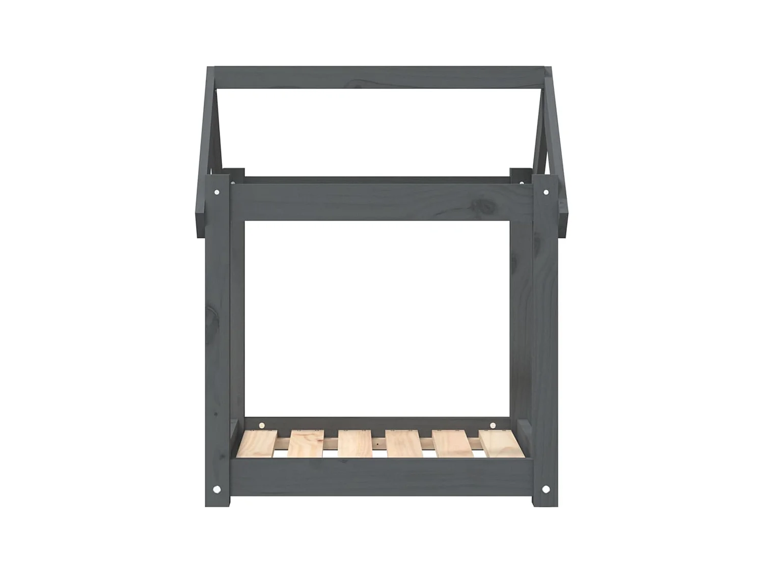 Cama para perros madera maciza de pino gris 61x50x70 cm