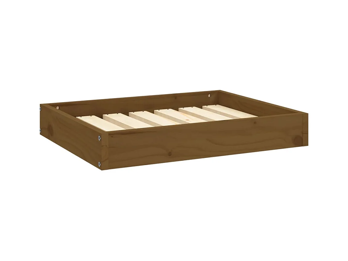 Cama para perros madera maciza pino marrón miel 61,5x49x9 cm