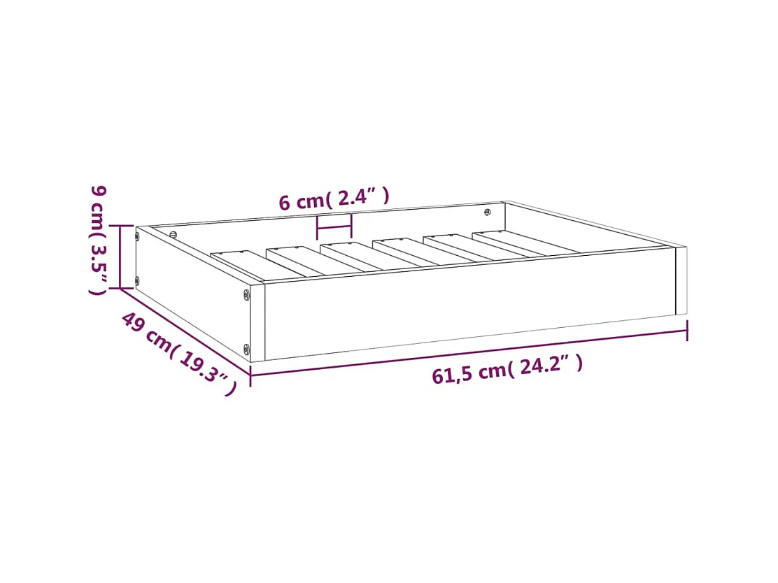 Cama para perros madera maciza pino marrón miel 61,5x49x9 cm