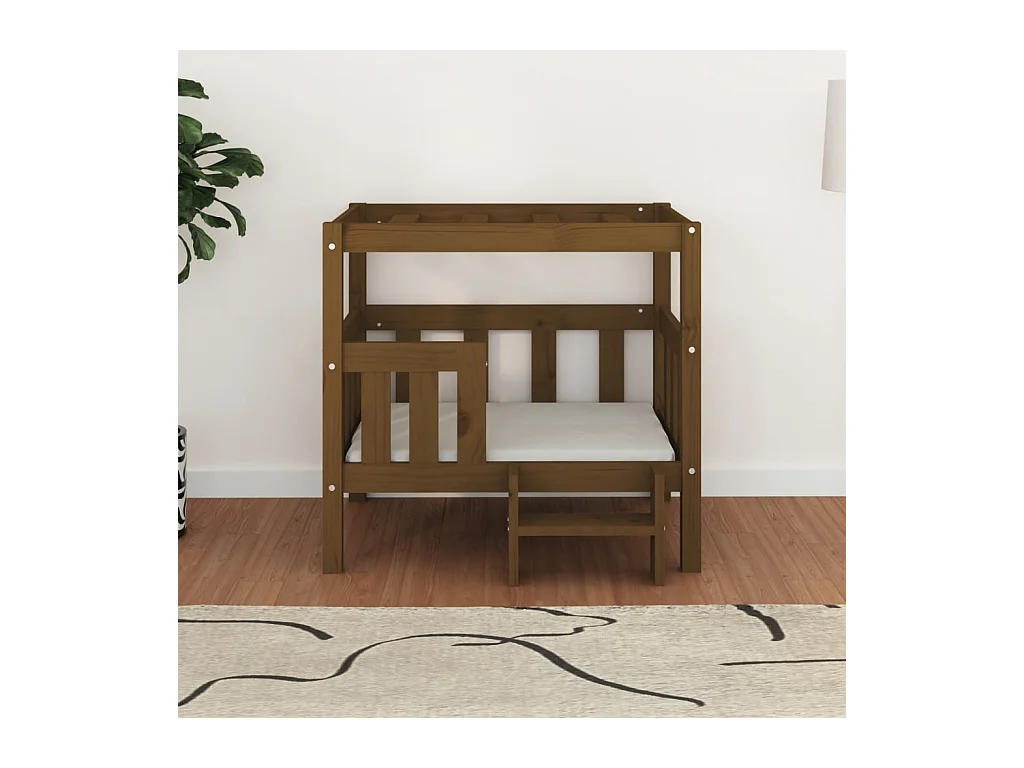 Cama para perros madera maciza pino marrón miel 75,5x63,5x70 cm