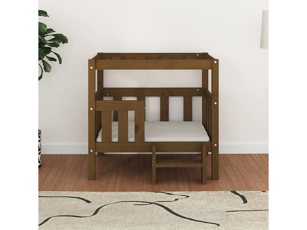 Lit pour chien Marron miel 75,5x63,5x70 cm Bois de pin solide