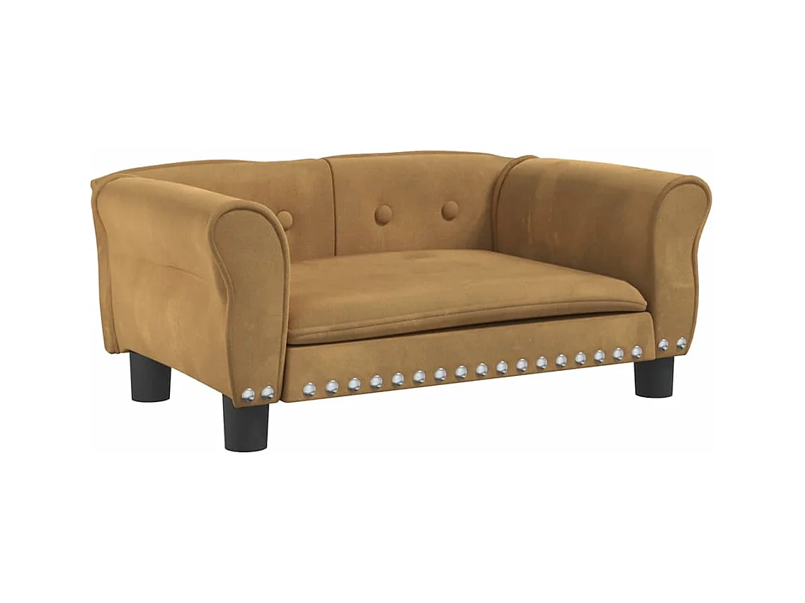 Cama para perros de terciopelo marrón 70x45x30 cm