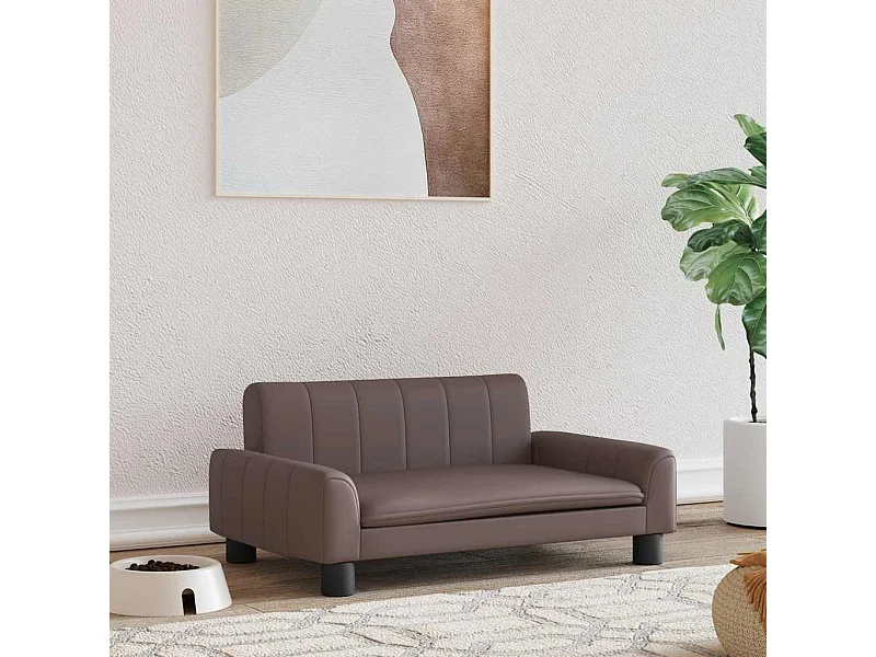 Cama para perros de cuero sintético marrón 70x45x30 cm