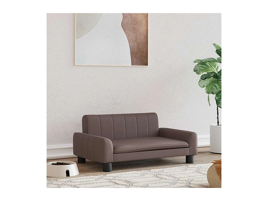 Cama para perros de cuero sintético marrón 70x45x30 cm