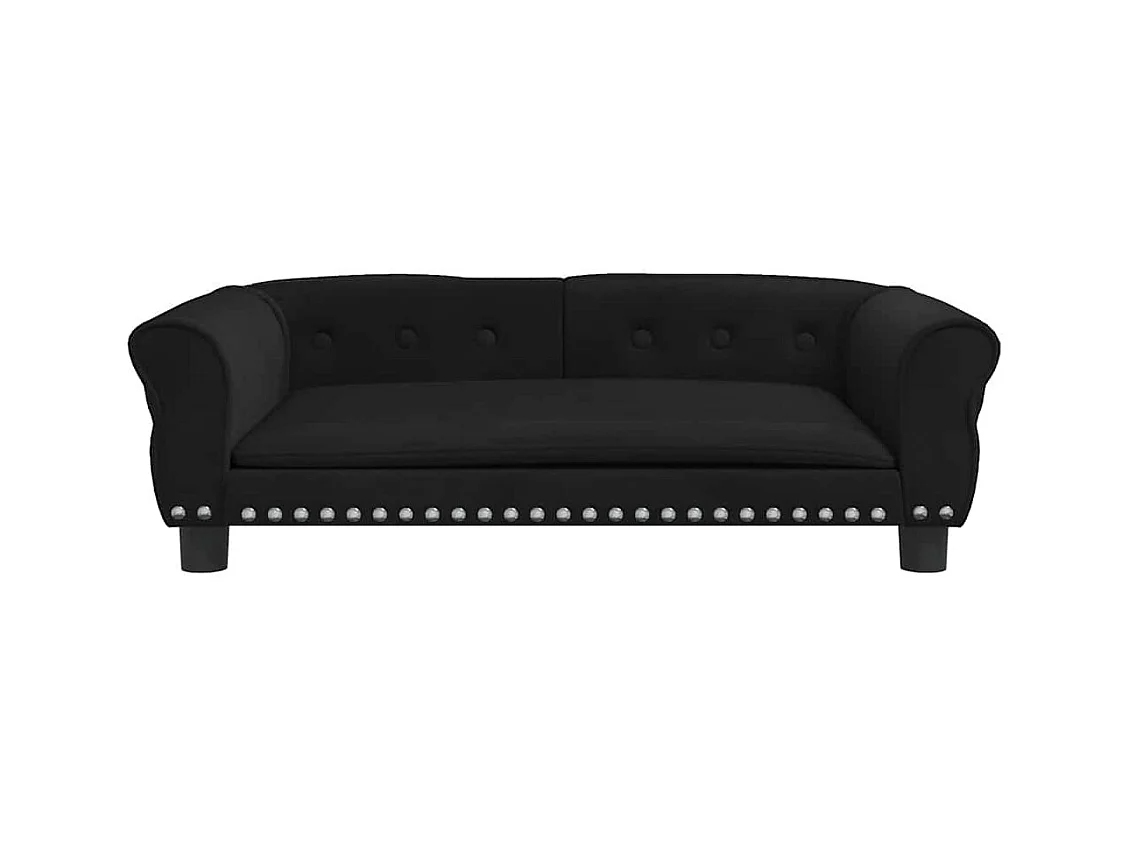 Cama para perros de terciopelo negro 95x55x30 cm