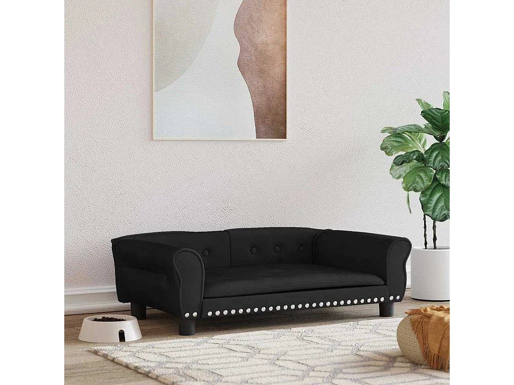 Lit pour chien noir 95x55x30 cm velours