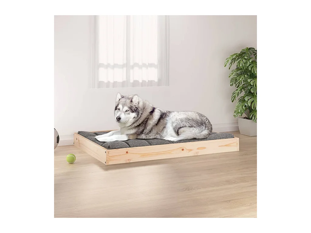Cama para perros madera maciza de pino 101,5x74x9 cm