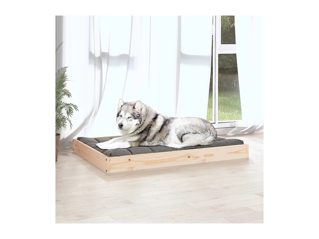 Cama para perros madera maciza de pino 101,5x74x9 cm