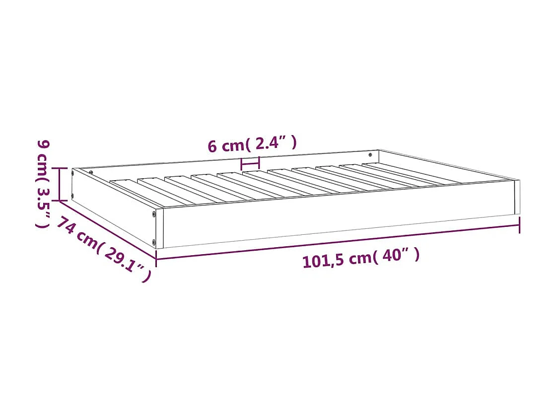 Lit pour chien 101,5x74x9 cm Bois de pin solide