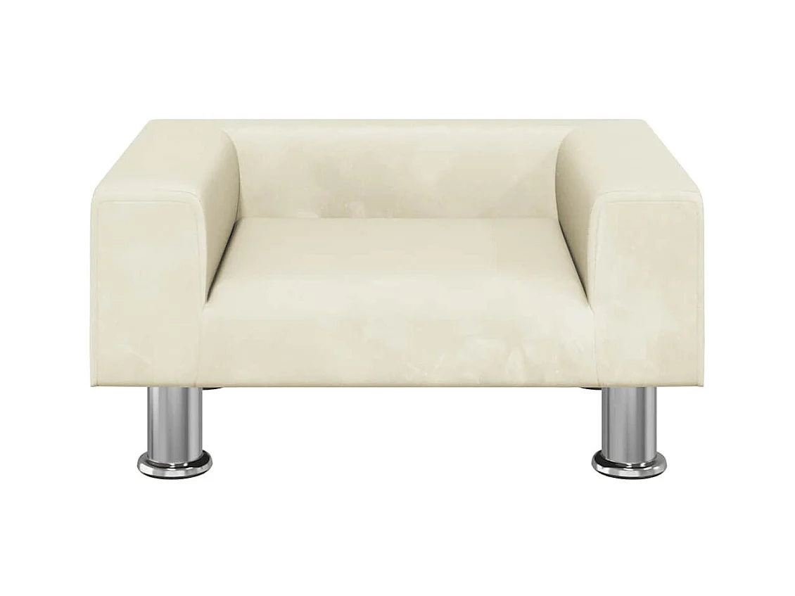 Cama para perros de terciopelo crema 50x40x26,5 cm