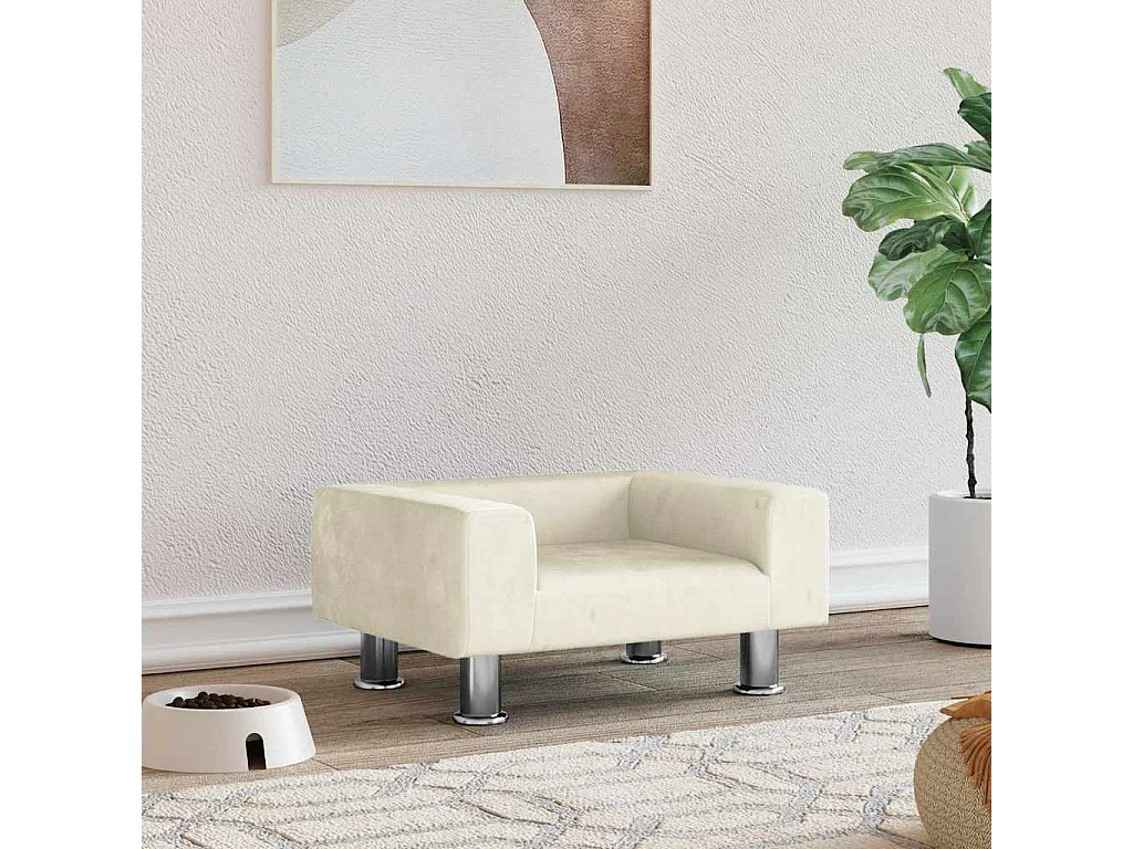 Cama para cães 50x40x26,5 cm veludo cor creme
