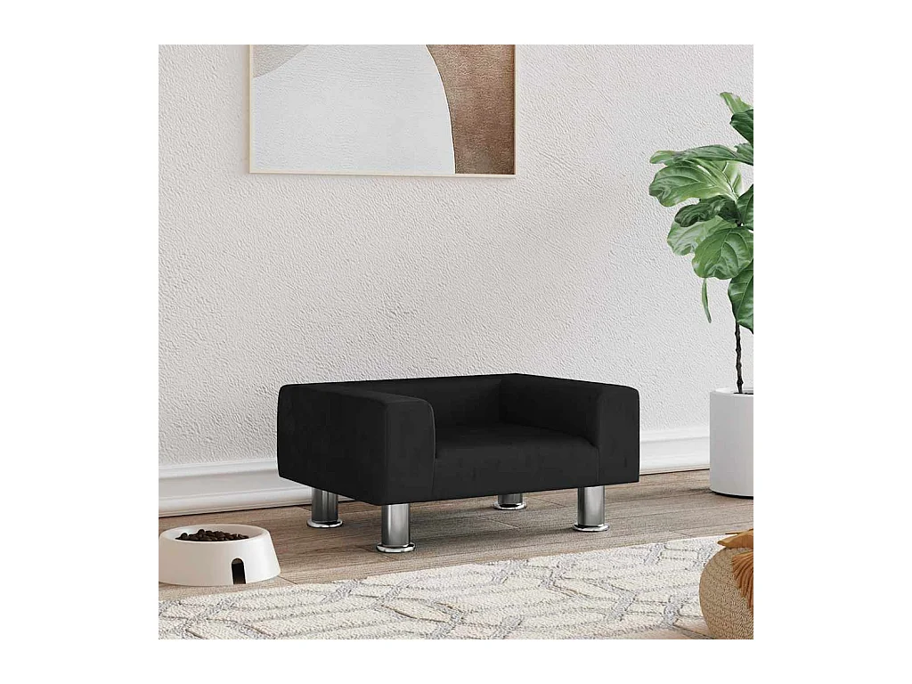 Cama para perros de terciopelo negra 50x40x26,5 cm