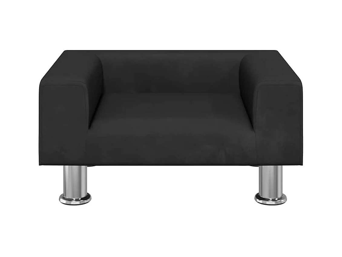 Cama para perros de terciopelo negra 50x40x26,5 cm