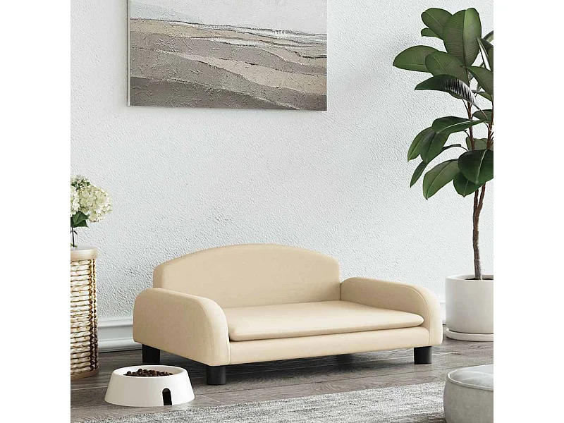 Cama para perros de tela crema 70x45x30 cm