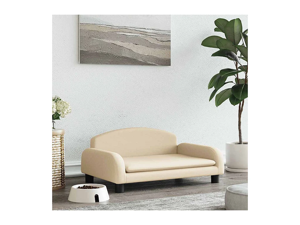 Cama para perros de tela crema 70x45x30 cm