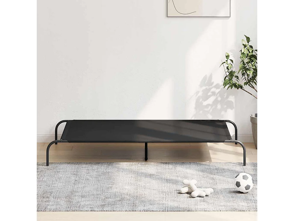 Lit surélevé pour chien noir 150x90x20 cm tissu oxford et acier