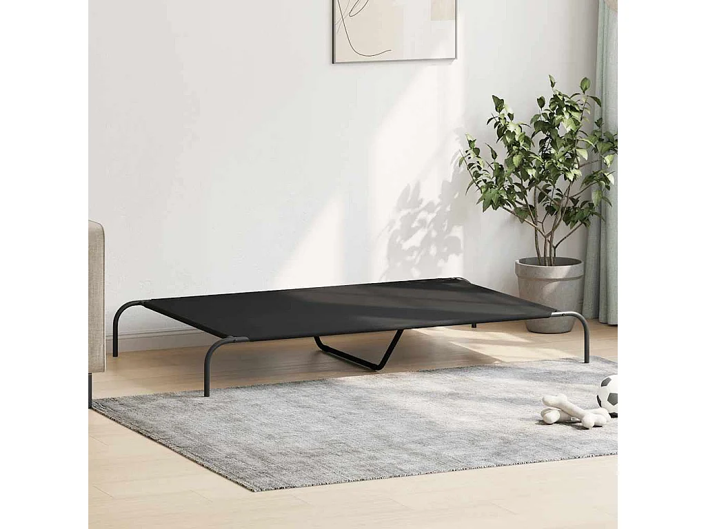 Lit surélevé pour chien noir 150x90x20 cm tissu oxford et acier