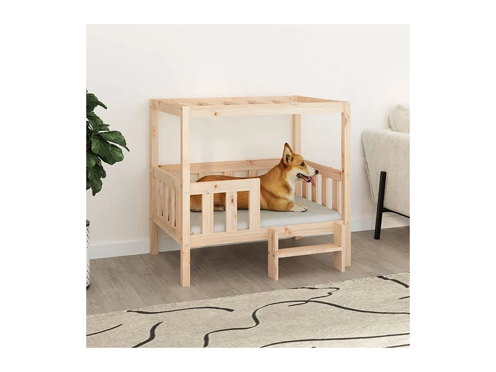 Cama para perros madera maciza de pino 95,5x73,5x90 cm