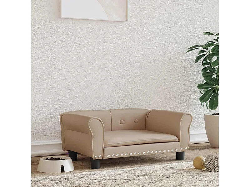 Cama para perros de cuero sintético color capuchino 70x45x30 cm
