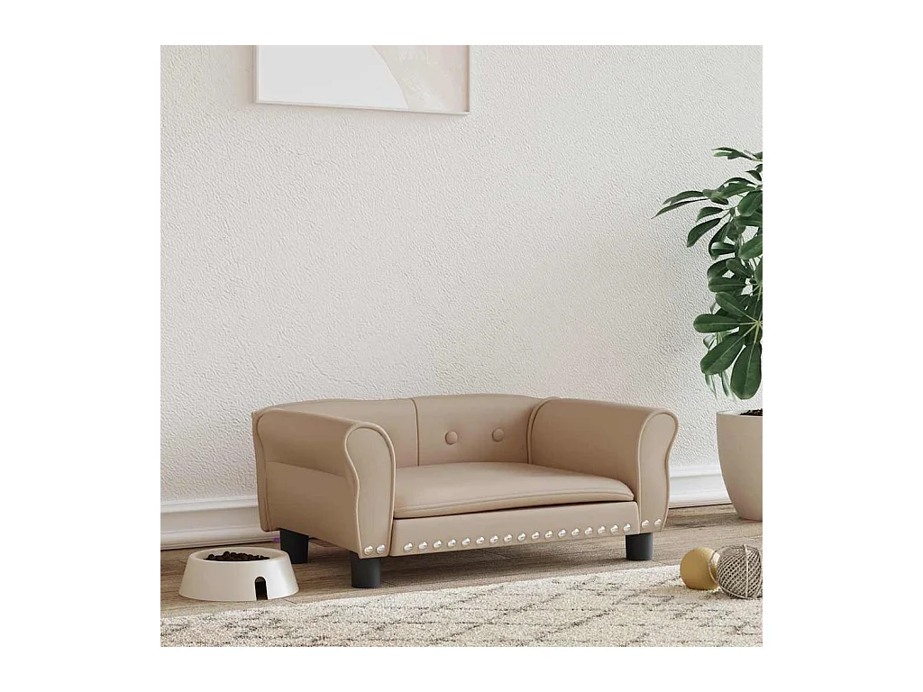 Cama para perros de cuero sintético color capuchino 70x45x30 cm