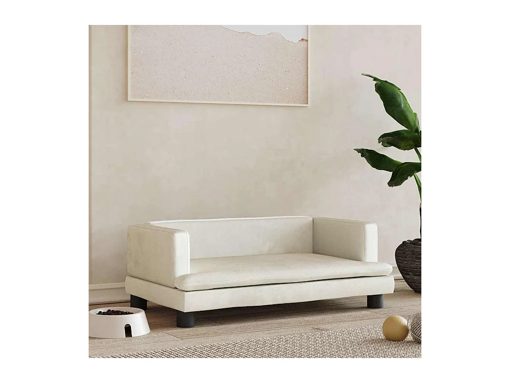 Cama para perros de terciopelo crema 80x45x30 cm